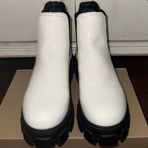 Chic White and Black Ankle Boots